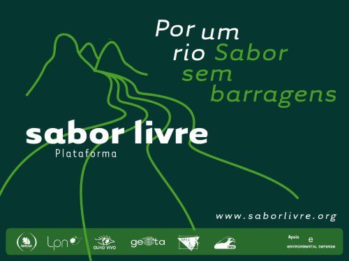 2003, Março - Lançamento da Plataforma Sabor Livre sob o lema \'Por um rio Sabor livre de barragens! Pelo rio e pela vida!\'. Fazem parte a Associação Olho Vivo, a FAPAS, a GEOTA, a LPN, a Quercus e a SPEA.